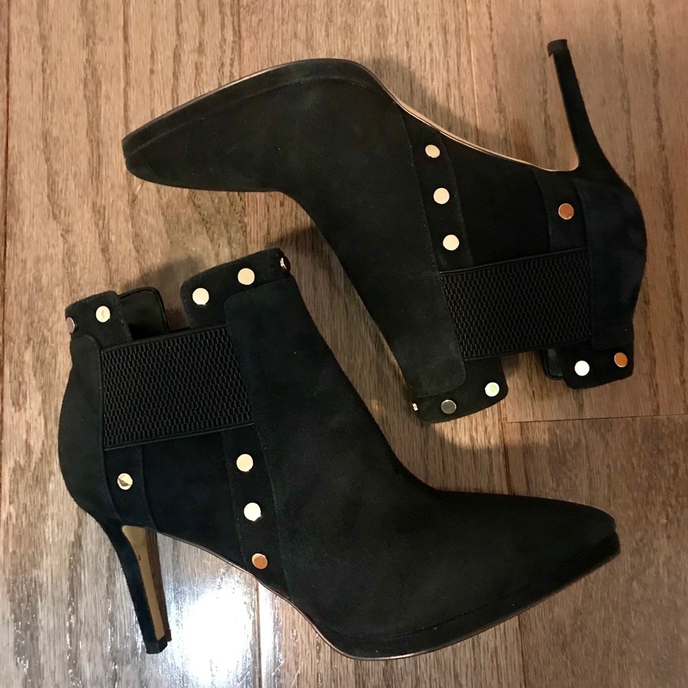 Karl Lagerfeld Black Suede Amadee Studded Boots